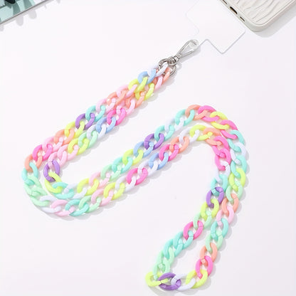 1pc Color Acrylic Cross-body 120cm/ 47.24inch Chain Phone Case Jewelry Pendant Shoulder Strap Chain