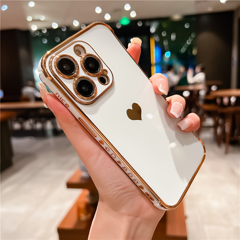 Shimmering Love Electroplated Phone Case - Premium Soft Shell with Four-corner Guard for IPhone 15/14 Pro Max/13/12/11/X/XS/XS Max/14plus/15plus/13mini/12mini