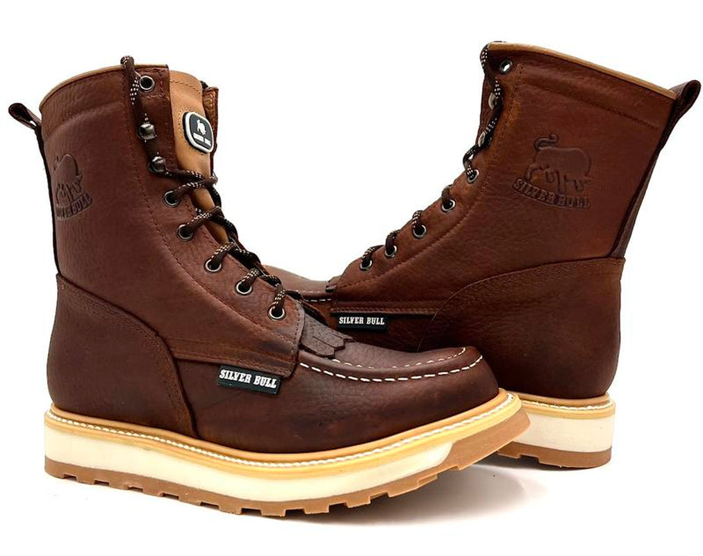 Industrial Moc Toe Work Boots, Oil Slip Resistant, 8-Inch, Good Year Welt Construction, Leather Footwear