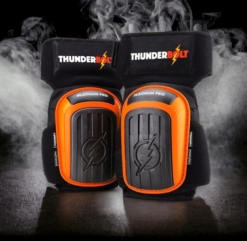 THUNDERBOLT Professional Knee Pads for Work, Construction, Flooring, Gardening, Cleaning, with Double Gel Studson Hardhat
