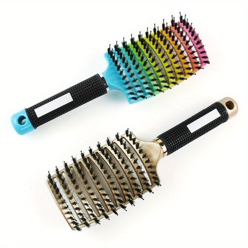 1pc Curved Vented Professional Detangling Hair Brush | Magic Scalp Massage Comb for Women, Ideal for Wet Curly Hair, Styling Tool, ABS Plastic Handle, Nylon Bristles - Perfect Christmas Gift for Friends/Relatives