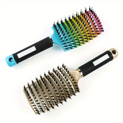1pc Curved Vented Professional Detangling Hair Brush | Magic Scalp Massage Comb for Women, Ideal for Wet Curly Hair, Styling Tool, ABS Plastic Handle, Nylon Bristles - Perfect Christmas Gift for Friends/Relatives