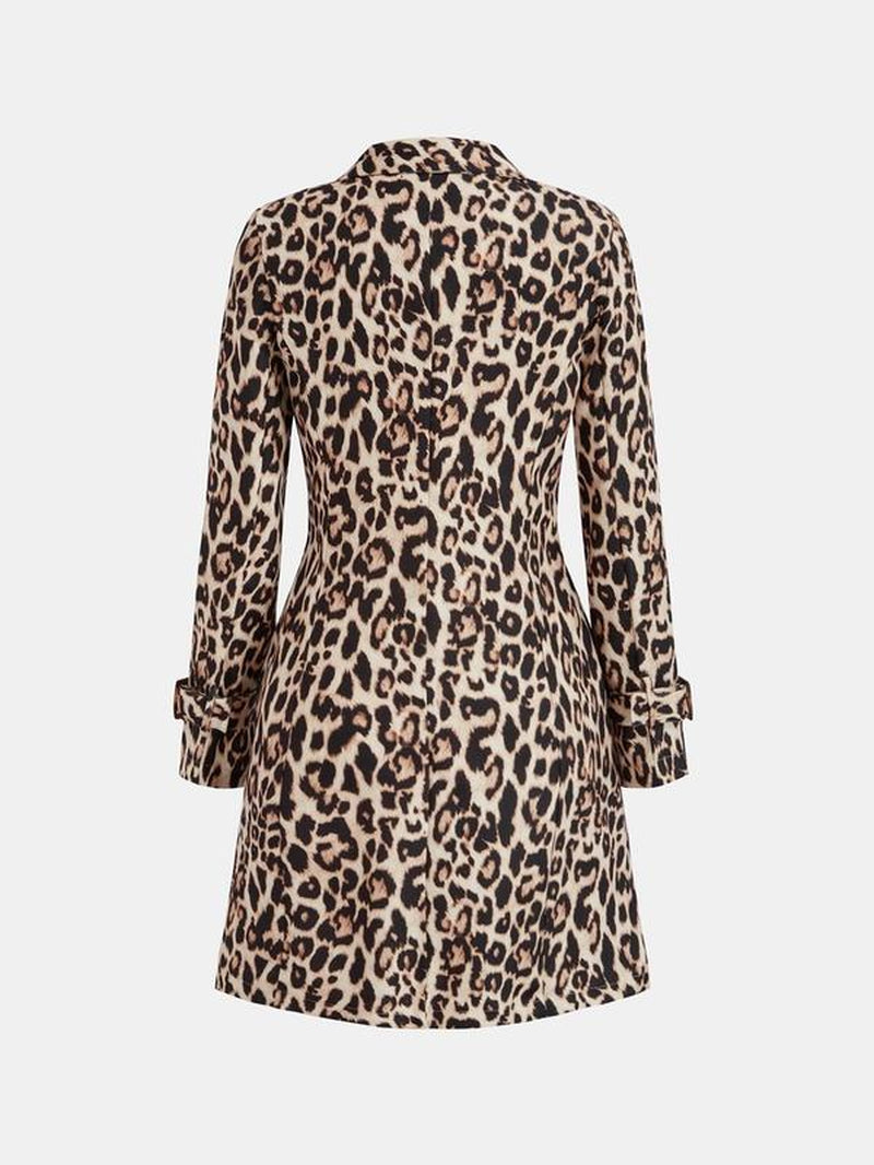 YOZY Women'S Leopard Print Double Button Lapel Blazer Jackets, Elegant Long Sleeve Outerwear for Work Office Business, Ladies Clothes for All Seasons, Fall & Winter Clothes