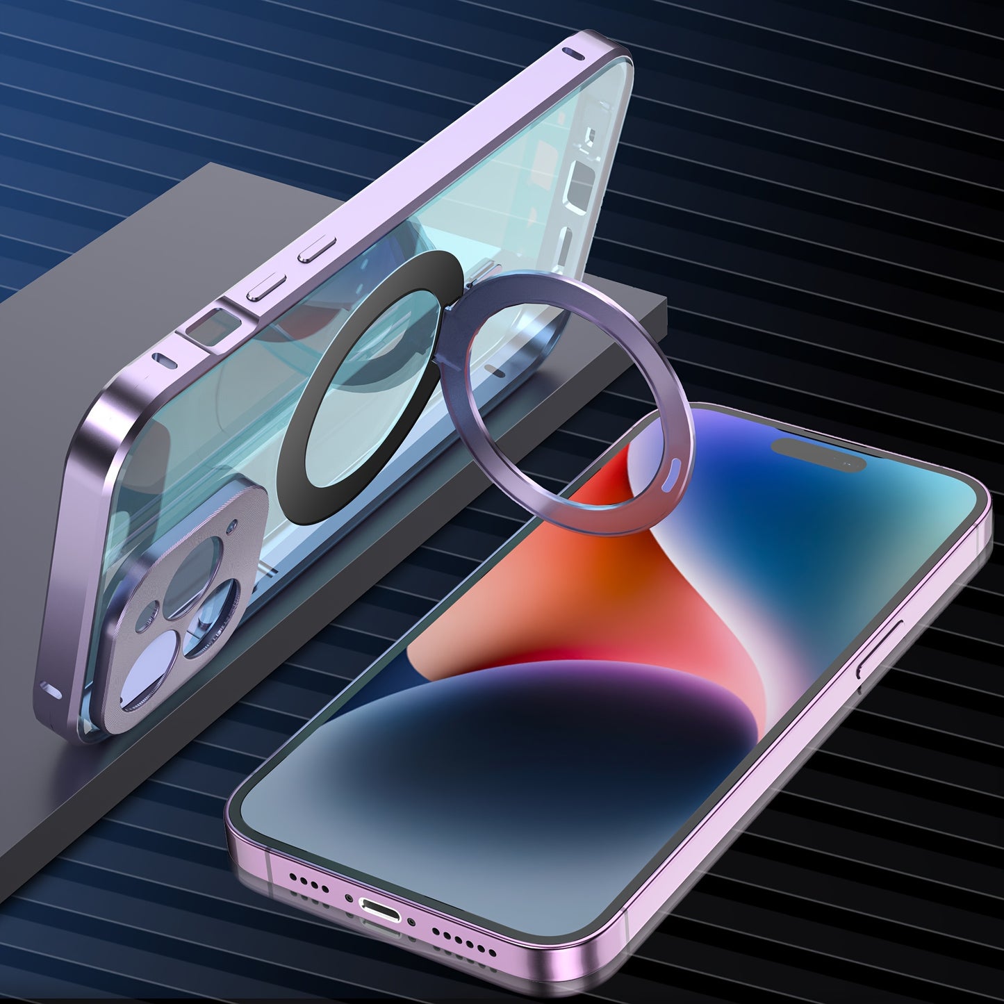 Full Body 360 Protector Cover Front+Back Phone Case For Iphone 12/12 Pro/12 Promax/13/13 Pro/13 ProMax/14/14 Plus/14Pro/14 ProMax/15 Pro/15/15 Plus/15 ProMax, With Lens Protection, Screen Protection And Stand, With Magnetic,