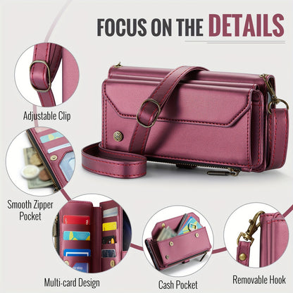 New Wallet Phone Case Wrist Shoulder Strap Lanyard Flip Magnetic Clasp Card Holder Kickstand Women Small Crossbody Handbag For Samsung Galaxy Note10+ 20 S24 S23 S22 S21 S20 S10 Plus Ultra FE Coin Purse A01 A04 A12 A13 A14 A22