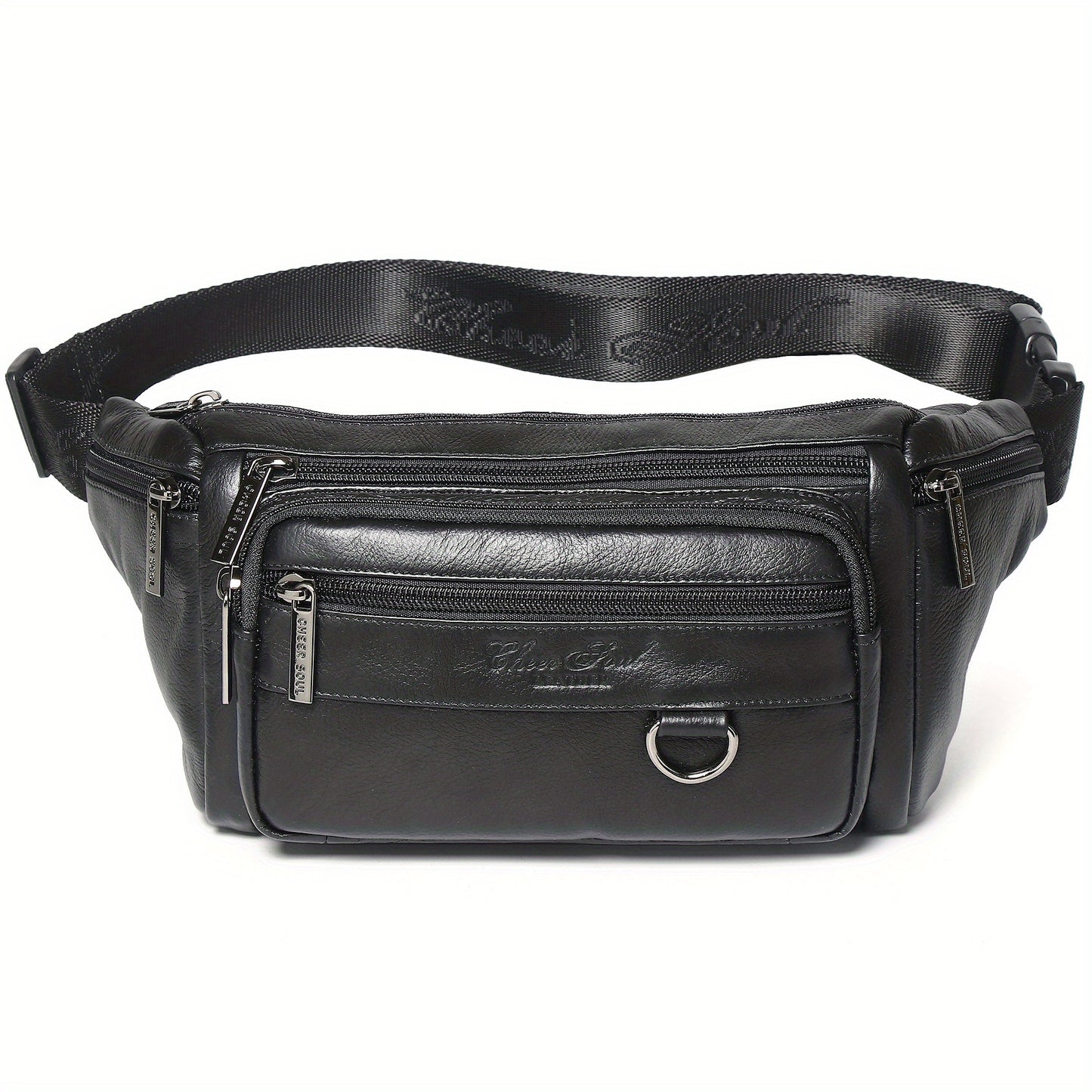 Genuine Leather Men's Waist Bag/Women's Multifunctional Hip Bag/Stylish Multi-Pocket Travel Sports Backpack for Hiking, Cycling, Fishing, And Running