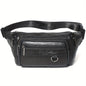 Genuine Leather Men's Waist Bag/Women's Multifunctional Hip Bag/Stylish Multi-Pocket Travel Sports Backpack for Hiking, Cycling, Fishing, And Running